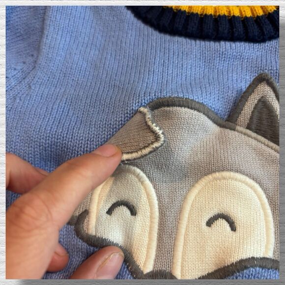 Gymboree Artic Fox Sweater 6-12 Months 2016 2015 Blue Knit - Picture 2 of 4